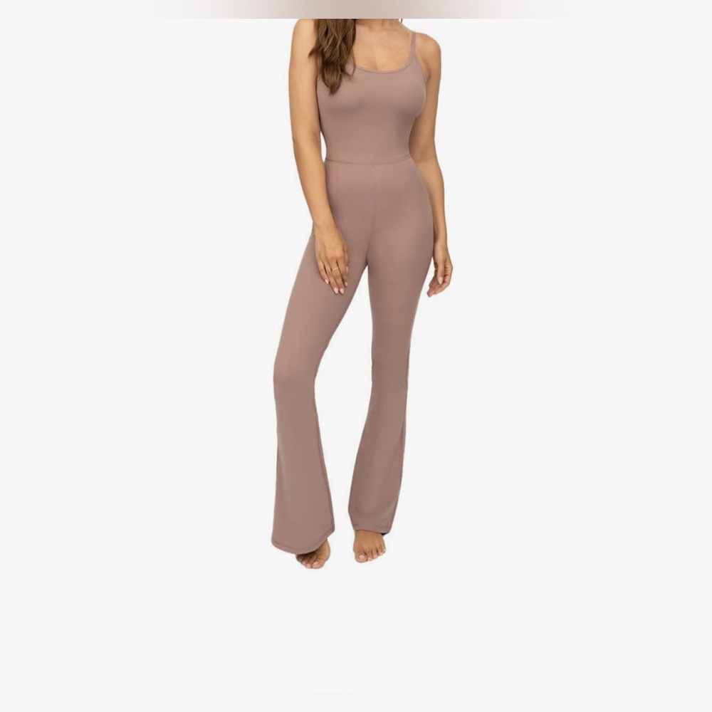 Chic lux scarlett flare jumpsuit‎ Sleeveless Taupe